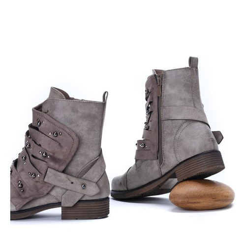 Workery z dżetami w kolorze khaki Olesja - Obuwie