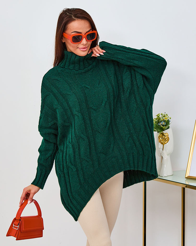 Royalfashion Kobaltfarbener asymmetrischer Rollkragenpullover für Damen