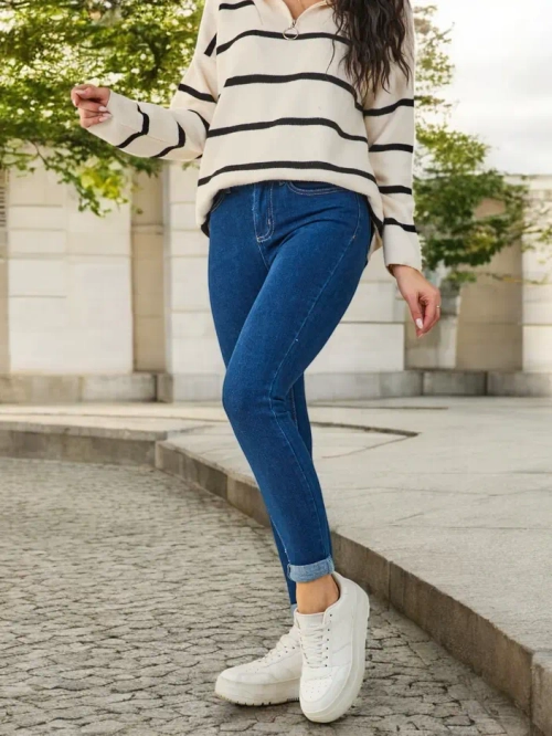 Royalfashion Котоновые женские узкие джинсы