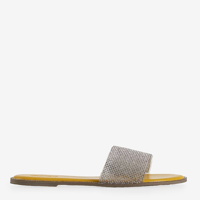 Gelbe Damenpantoffeln mit Zirkonia Verina - Schuhe