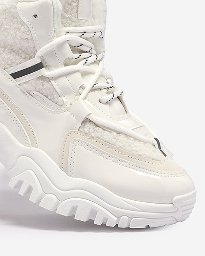 Weiße Damen-Sportschuhe mit Pelz Sagglo- Footwear