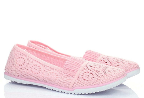 Różowe baleriny slip-on - Obuwie