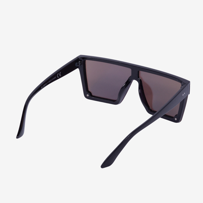 Marineblaue quadratische Damensonnenbrille mit holografischem Rand - Accessoires