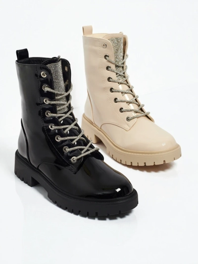 Lackierte Damen Schnürstiefeletten Fjorra