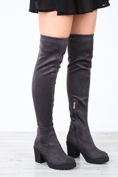 Gray boots on a low Tica post - Footwear