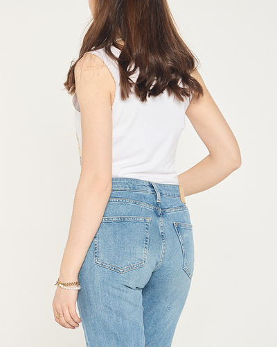 Damen-Top mit Golddruck in Weiß - Bekleidung