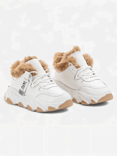 Weiße Sport-Sneaker für Damen mit Nonua-Pelz - Schuhe