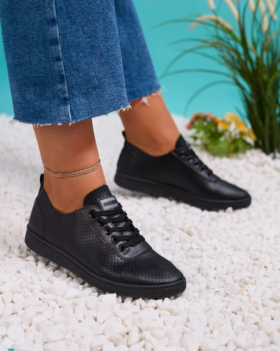 Royalfashion Damen durchbrochene Sneaker in schwarz Akeria