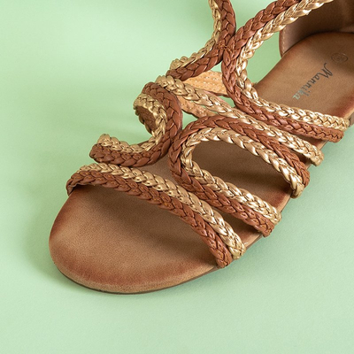 Beige Damen-Ledersandalen Frodita - Schuhe