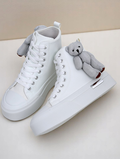 Royalfashion Damen-Sneaker mit hohem Schaft und Tedi-Bär
