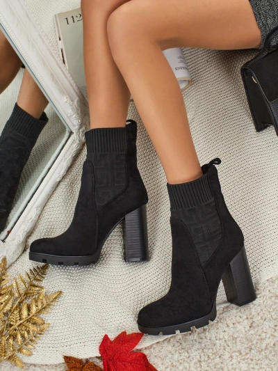 Damen Stiefeletten Öko-Wildleder mit Blockabsatz Vansoria