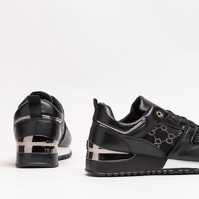 Schwarze Damen-Sportschuhe mit Engla-Aufdruck - Schuhe