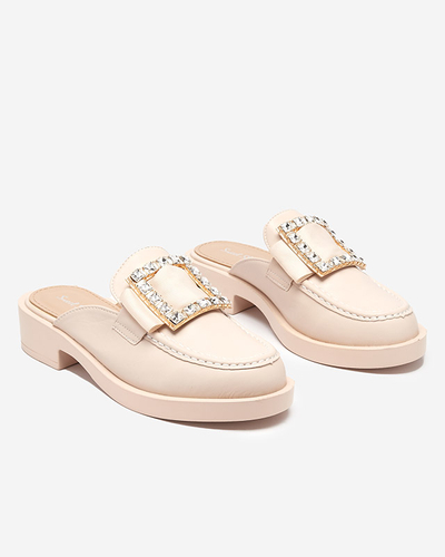 Beige Hausschuhe für Damen a'la Loafer Delaqi - Schuhe