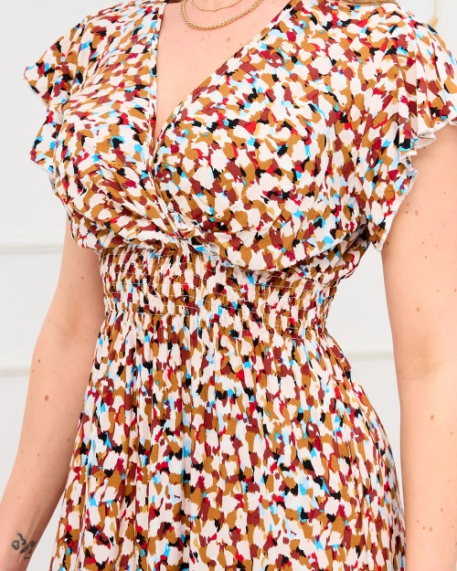 Жіноча коричнева візерунчаста сукня міді - Одяг