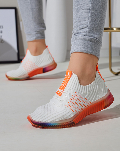 Weiße Damen-Sportschuhe mit orangefarbener Sohle Fimmi - Footwear