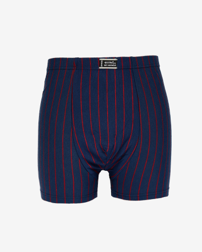 Royalfashion Marineblauer Herren-Boxerslip mit roten Streifen PLUS SIZE