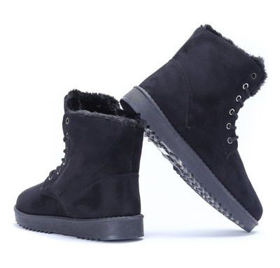 Czarne botki ocieplane Gretta - Obuwie