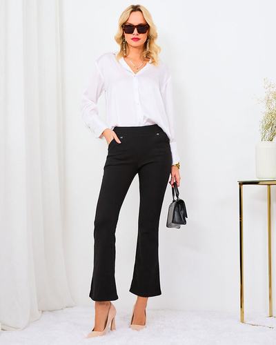Royalfashion Schwarz Damen Öko-Leder-Leggings a'la bells