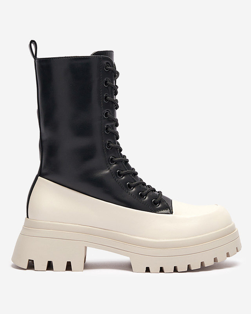 OUTLET Чорно-бежеві жіночі високі черевики-баггі Susker- Footwear