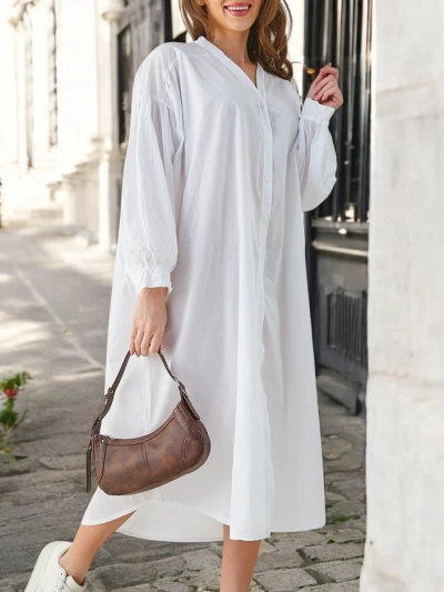 Royalfashion Baumwolllangarm Damenbluse a'la Kleid