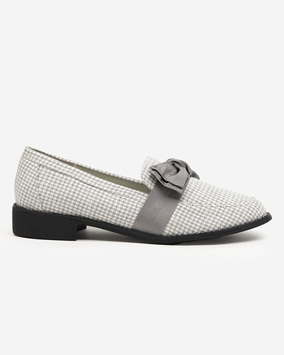 Grau-weißer Damen-Loafer mit Hahnentritt-Muster Lukisto - Footwear
