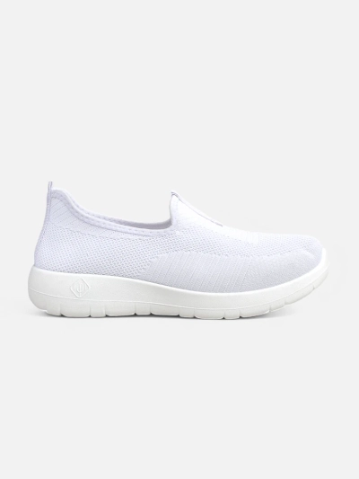 Damen weiße Callista Slip-Ons aus atmungsaktivem Stoff mit flachem Absatz