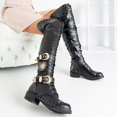 Schwarze Stiefel mit goldenen Ornamenten Antanasia - Footwear