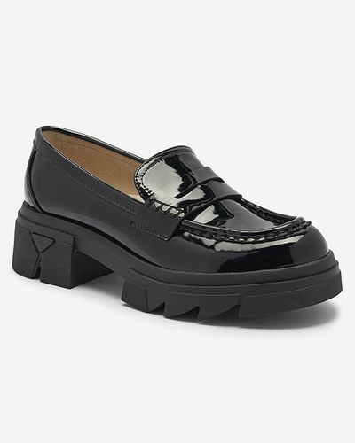 Schwarz lackierte Mokassins für Damen Tygriss- Footwear