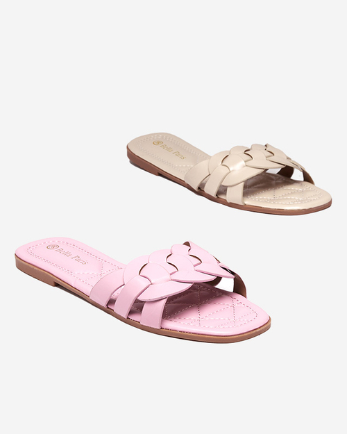 Жіночі тапочки з декоративним поясом бежевого кольору Bevedis - Взуття