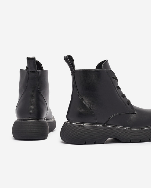 Чорні жіночі черевики з екошкіри на суцільній підошві Getys - Взуття