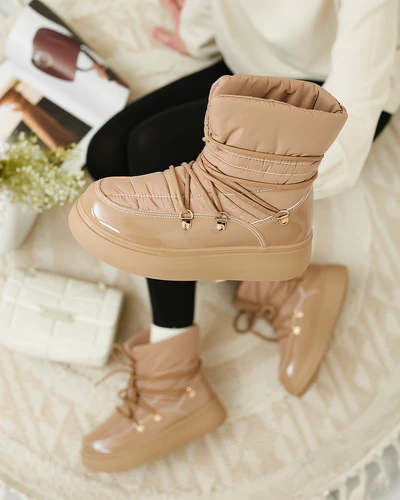 Royalfashion Damen Schlupf-Schneestiefel in brauner Farbe Dabenda