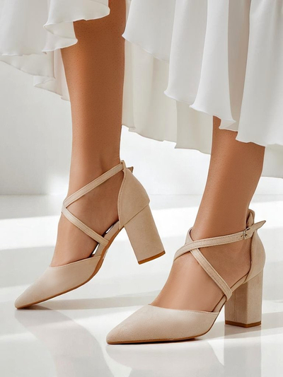 Royalfashion Damen-Pumps aus ökofreundlichem Wildleder mit Riemchen Kanastru