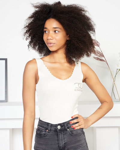 Cremefarbenes elastisches Top mit Riemchen für Damen - Kleidung