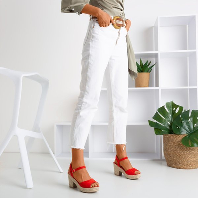 Rote Damensandalen auf dem Sugar Honey-Pfosten - Schuhe 1