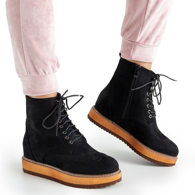 Schwarze Damenstiefeletten mit Keilabsatz Dewenter - Schuhe