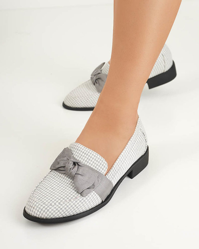 Grau-weißer Damen-Loafer mit Hahnentritt-Muster Lukisto - Footwear