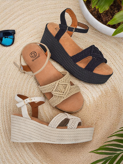 Royalfashion Damen Keilsandaletten geflochten Sunny Day