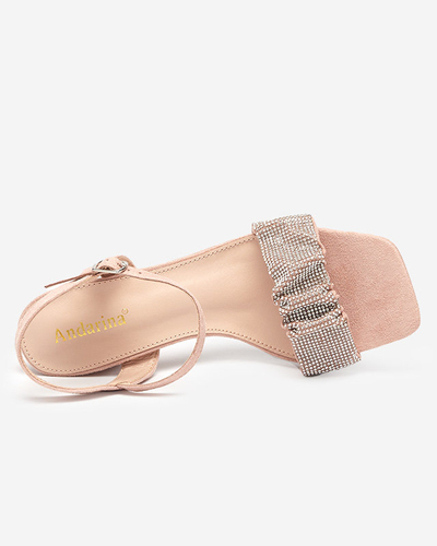 Rosafarbene Damensandalen auf einem Pfosten mit Zirkonias Trieste - Footwear