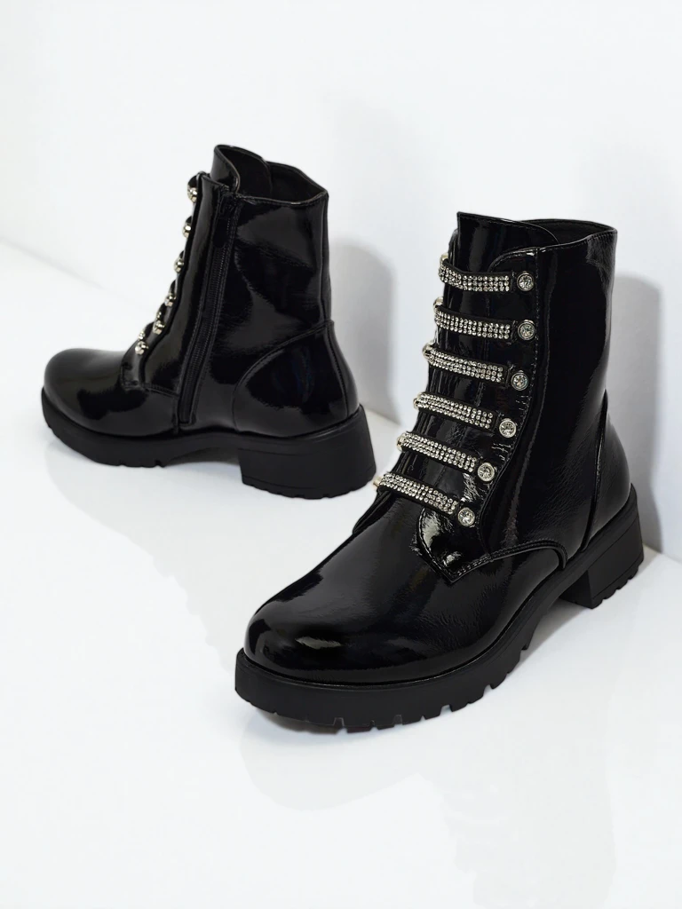 Lackierte Damen Schnürstiefeletten Fjorra