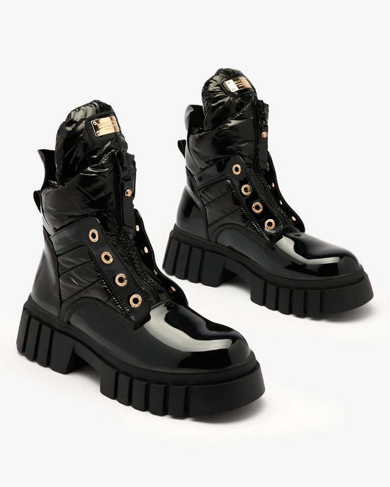 Royalfashion Damen-Lackstiefel in schwarz Selilka schwarz