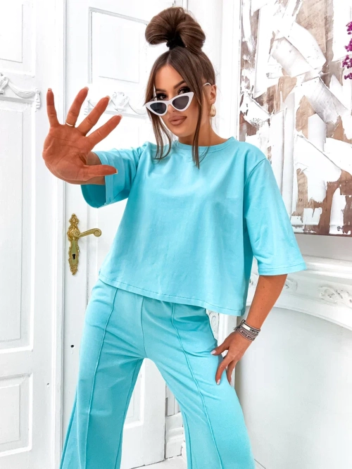 Royalfashion Женський бавовняний комплект з розкльошеними штанами