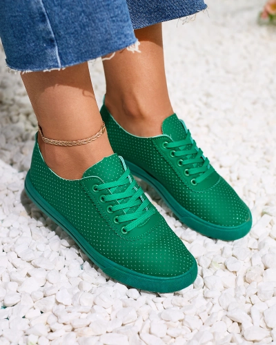 Royalfashion Темно-зелені жіночі ажурні теніски Salomp