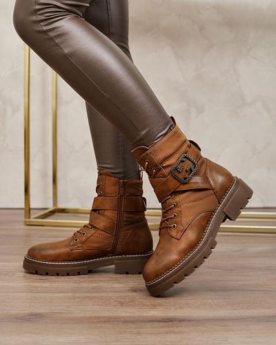 Royalfashion Damen Baggerstiefel in braun Muasers