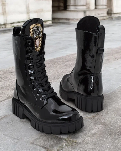 Royalfashion Damen Operre Schnürstiefel