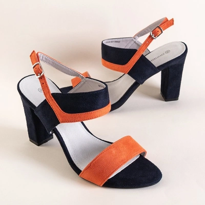 OUTLET Dunkelblaue und orangefarbene Damensandalen von Tiffan - Footwear