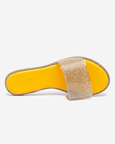 Gelbe Damenpantoffeln mit Zirkonia Verina - Schuhe