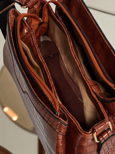 Lackierte kleine Damenhandtasche aus Öko-Leder Midnight Fern