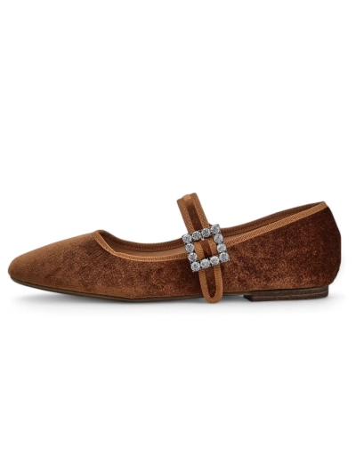Royalfashion Жіночі балетки вельветові з пряжкою та ремінцем Enribes