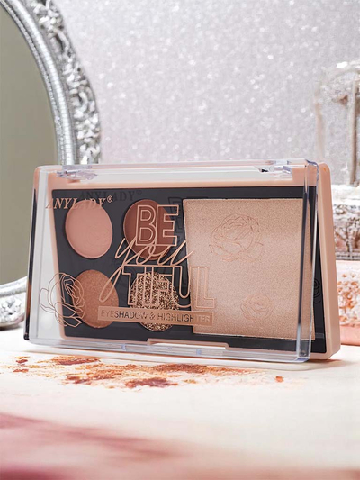 Palette mit 4 Glitzer-Lidschatten und Highlighter Ruby Glamour