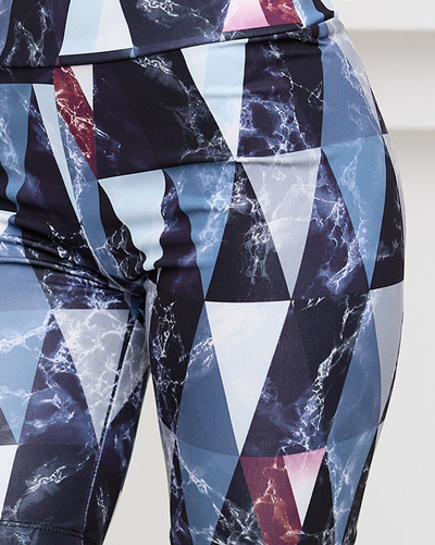 Radsport-Leggings für Damen in Grau und Burgund mit Aufdruck - Kleidung